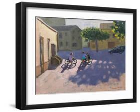 Three Children with Bicycles, Spain-Andrew Macara-Framed Giclee Print