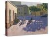 Three Children with Bicycles, Spain-Andrew Macara-Stretched Canvas
