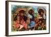 Three Chimpanzees with Brass Instruments and Hats-null-Framed Art Print