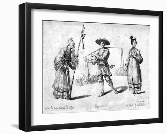 Three Chinese figures, 18th century-Charles Grignion-Framed Giclee Print