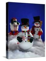 Three Christmas Snowmen-Jim McGuire-Stretched Canvas