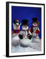 Three Christmas Snowmen-Jim McGuire-Framed Premium Photographic Print