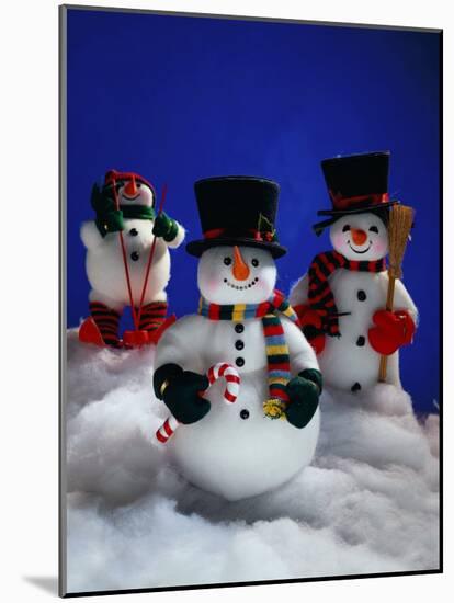 Three Christmas Snowmen-Jim McGuire-Mounted Photographic Print