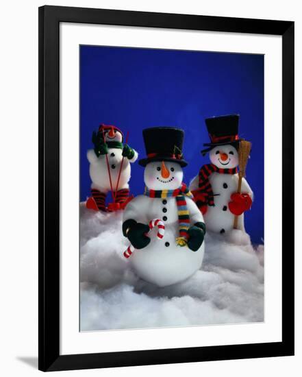 Three Christmas Snowmen-Jim McGuire-Framed Photographic Print