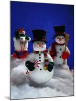 Three Christmas Snowmen-Jim McGuire-Mounted Photographic Print