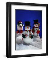 Three Christmas Snowmen-Jim McGuire-Framed Photographic Print