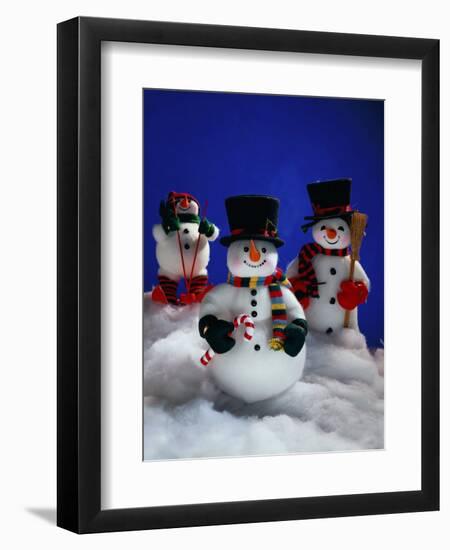 Three Christmas Snowmen-Jim McGuire-Framed Photographic Print