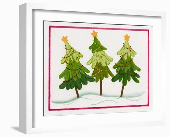 Three Christmas Trees-Beverly Johnston-Framed Giclee Print