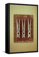 Three Clothes Pegs-Den Reader-Framed Stretched Canvas