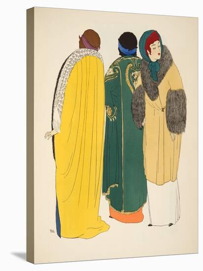 Three Coats from 'Les Robes De Paul Poiret' Pub. 1908 (Pochoir Print)-Paul Iribe-Stretched Canvas