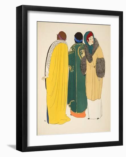 Three Coats from 'Les Robes De Paul Poiret' Pub. 1908 (Pochoir Print)-Paul Iribe-Framed Giclee Print