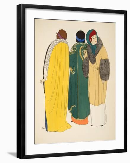 Three Coats from 'Les Robes De Paul Poiret' Pub. 1908 (Pochoir Print)-Paul Iribe-Framed Giclee Print