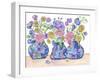 Three Cobalts With Wildflowers-Lisa Katharina-Framed Giclee Print