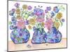 Three Cobalts With Wildflowers-Lisa Katharina-Mounted Giclee Print