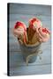 Three Cones, Each with One Scoop of Homemade Strawberry Ice Cream, Held in a Metal Container-Cynthia Classen-Stretched Canvas