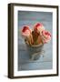 Three Cones, Each with One Scoop of Homemade Strawberry Ice Cream, Held in a Metal Container-Cynthia Classen-Framed Photographic Print