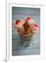 Three Cones, Each with One Scoop of Homemade Strawberry Ice Cream, Held in a Metal Container-Cynthia Classen-Framed Photographic Print
