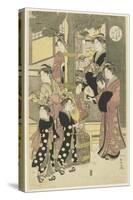 Three Coutesans of the Ogiya House and their Attendants-Katsukawa Shunsho-Stretched Canvas