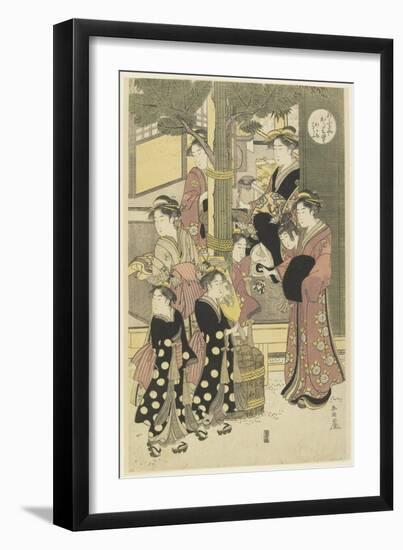 Three Coutesans of the Ogiya House and their Attendants-Katsukawa Shunsho-Framed Giclee Print