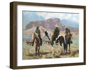 Three Cowboys-Carolyne Hawley-Framed Art Print