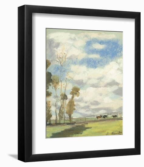 Three Cows in a Pasture-Claude Monet-Framed Premium Giclee Print