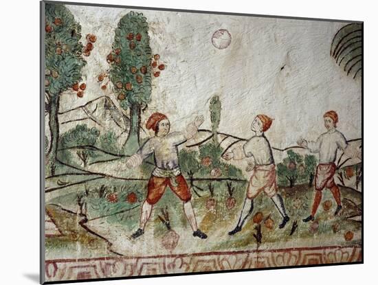 Three Creoles Playing Ball, Fresco, Peru, 18th Century-null-Mounted Giclee Print