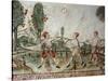 Three Creoles Playing Ball, Fresco, Peru, 18th Century-null-Stretched Canvas