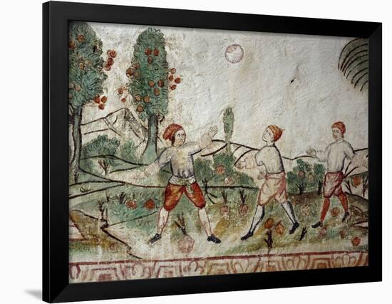 Three Creoles Playing Ball, Fresco, Peru, 18th Century-null-Framed Giclee Print