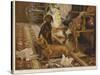 Three Dachshunds around a Chair in a Living Room-Otto Weber-Stretched Canvas