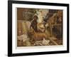 Three Dachshunds around a Chair in a Living Room-Otto Weber-Framed Giclee Print