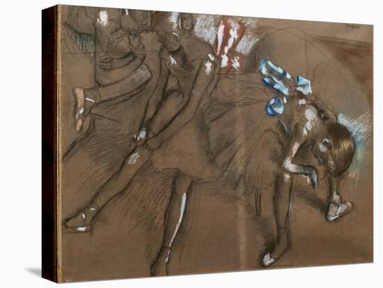 Three dancers. Around 1880. Charcoal and pastel on paper-Edgar Degas-Stretched Canvas