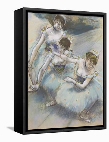 Three Dancers in a Diagonal Line on the Stage, C.1882-Edgar Degas-Framed Stretched Canvas