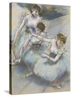 Three Dancers in a Diagonal Line on the Stage, C.1882-Edgar Degas-Stretched Canvas