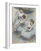 Three Dancers in a Diagonal Line on the Stage, C.1882-Edgar Degas-Framed Giclee Print