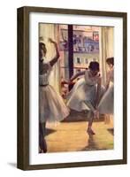 Three Dancers in a Practice Room-Edgar Degas-Framed Art Print