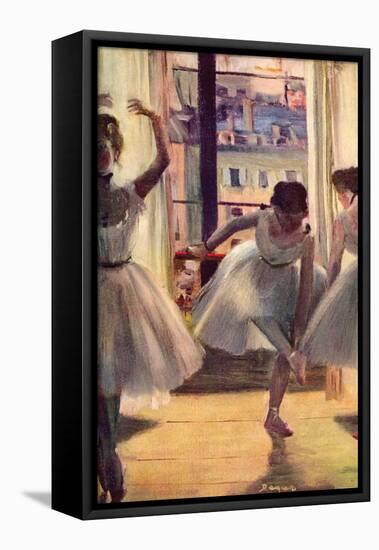 Three Dancers in a Practice Room-Edgar Degas-Framed Stretched Canvas