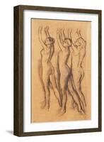 Three Dancers in Bodysuits, with Raised Arms-Edgar Degas-Framed Giclee Print