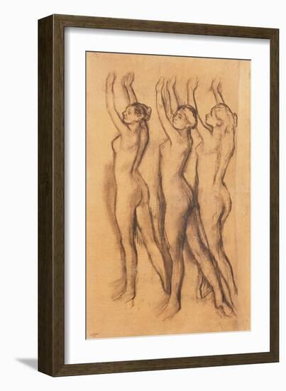 Three Dancers in Bodysuits, with Raised Arms-Edgar Degas-Framed Giclee Print