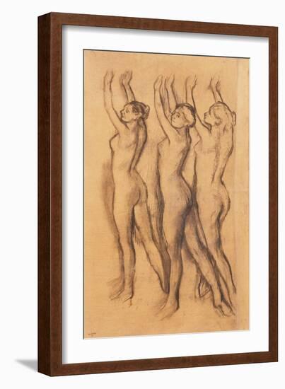 Three Dancers in Bodysuits, with Raised Arms-Edgar Degas-Framed Giclee Print