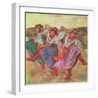 Three Dancers in Peasant Costume-Edgar Degas-Framed Giclee Print