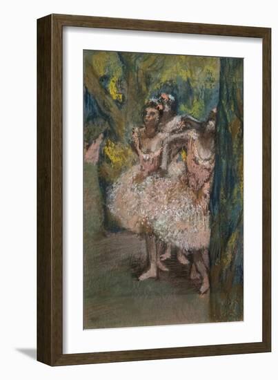 Three dancers in salmon skirts. 1904-1906. Pastel-Edgar Degas-Framed Giclee Print