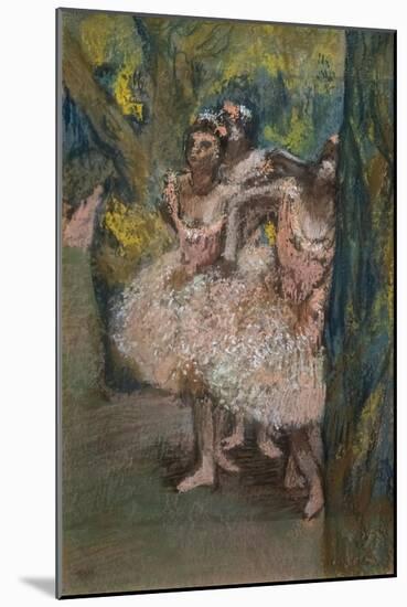 Three dancers in salmon skirts. 1904-1906. Pastel-Edgar Degas-Mounted Giclee Print