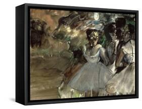 Three Dancers in the Wings-Edgar Degas-Framed Stretched Canvas