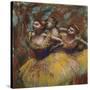 Three Dancers (Yellow Skirts, Blue Blouses)-Edgar Degas-Stretched Canvas