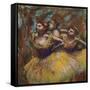 Three Dancers (Yellow Skirts, Blue Blouses)-Edgar Degas-Framed Stretched Canvas