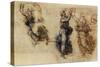 Three Dancing Figures and a Study of a Head-Leonardo da Vinci-Stretched Canvas