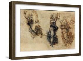 Three Dancing Figures and a Study of a Head-Leonardo da Vinci-Framed Giclee Print