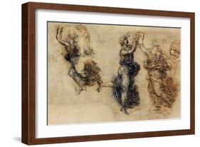 Three Dancing Figures and a Study of a Head-Leonardo da Vinci-Framed Giclee Print