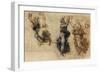 Three Dancing Figures and a Study of a Head-Leonardo da Vinci-Framed Giclee Print