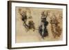 Three Dancing Figures and a Study of a Head-Leonardo da Vinci-Framed Giclee Print